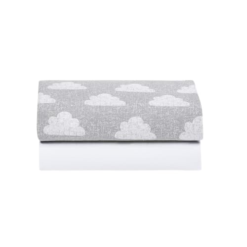 Snuz Bedside Crib Fitted Sheets - Fits All SnuzPod Cribs 100% Jersey Cotton SnuzPod Sheets Machine Washable Tumble Dryer Safe Breathable Universal Fit 44x80cm 2 Pack Cloud Nine