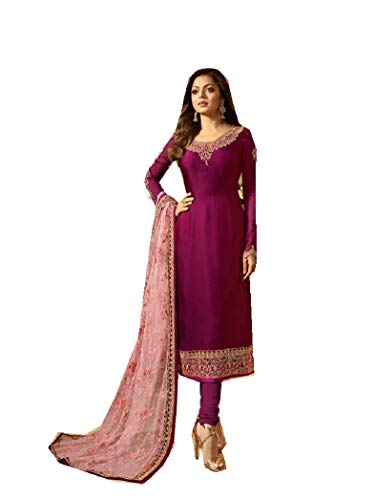 Delisa Designer Wedding Partywear Silk Embroidered Salwar Kameez Indian Dress Ready to Wear Salwar Suit Pakistani LTN (Purple, SMALL-38) Delisa Designer Wedding Partywear Silk Embroidered Salwar Kameez Indian Dress Ready to Wear Salwar Suit Pakistani LTN (Purple, SMALL-38)