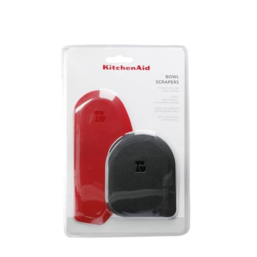Foto von KitchenAid 2-Teiliges Teigschaber Set, Teigschneider Set für Schüsseln, Töpfe und Pfannen, Hitzebeständige Teigspachtel Silikon, Ergonomisches nahtloses Design, Silikon, Rot / Schwarz