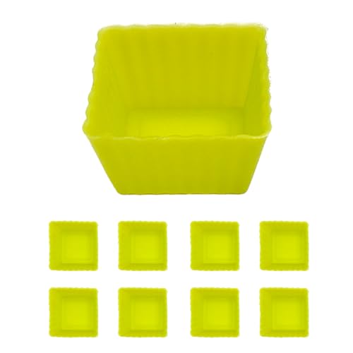 8 PZ Mini Pirottini in Silicone per Muffin e Cioccolatini, Riutilizzabili 35 MM – Stampi per Friggitrice ad Aria, Forno a Microonde e Freezer, Per Cuocere, Conservare, Congelare (QUADRATO)