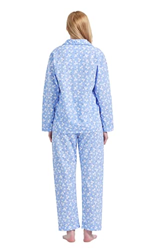 Image of GLOBAL Women Cotton Pajamas Long Sleeve PJs Button Down Sleepwear S-3XL