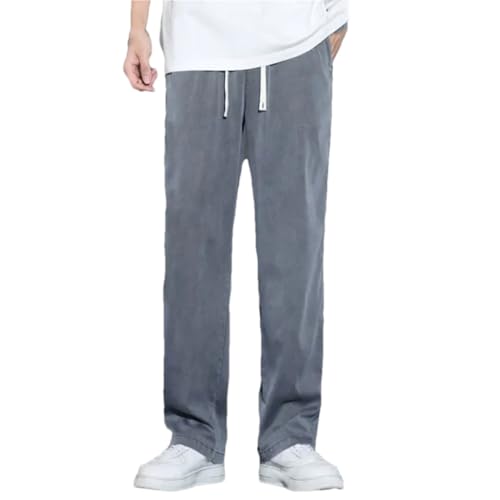 Men's Large Jeans, Loose Straight Pants, Drawstring Elastic Waist Casual Pants