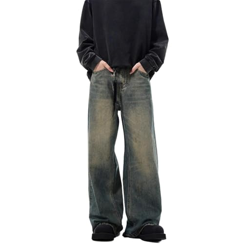 Men's Jeans Straight Leg Denim Jeans Loose Fit Vintage Wash Trouser for Men2