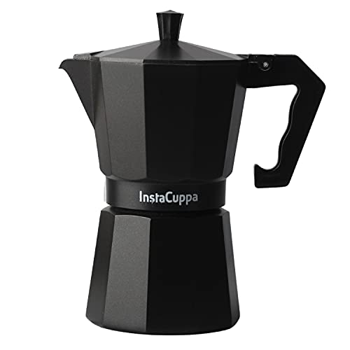 InstaCuppa Aluminum Espresso Maker , Full Body Espresso - Easy to Use - Makes 6 Cups