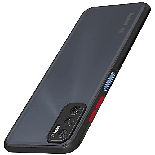 Image of WOW IMAGINE Translucent Hybrid Back Cover Case for Redmi Note 10T 5G | Poco M3 Pro 5G | Smoked Matte Back | 360 Degree Device & Camera Protection | TPU Poly Carbonate Bumper Case (Black Bumper)