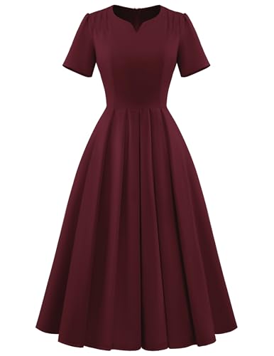 WedTrend Damenkleid, Vintage-Kleid, Midi-Kleid, 1950er-Jahre, Cocktailkleid, V-Ausschnitt, Kirchenkleid, Passform und Flare, formelle...