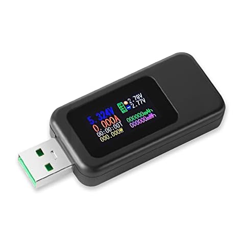 USB 3.0 Tester Power Meter 4-30V 0-6.5A USB Voltage and Current Tester Detector, Digital Volmeter Ammeter Power Bank Capacity Tester with IPS Color Display Cover