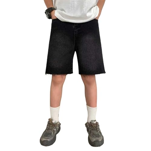 Nivne Tco Tween Boys Denim Shorts Fashion Raw Hem Casual