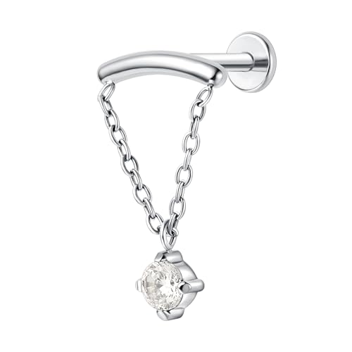 limerencia Hypoallergenic Titanium ASTM F136-18G 6mm 8mm 10mm Flat Back Internal Thread Stud Earring Piercing Jewelry for Tragus Helix Conch Cartilage Nose Lip(1pc)