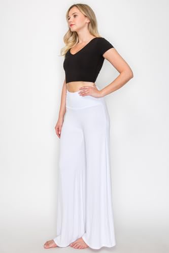 Women's Stretchy Wide Leg Palazzo Lounge Pants High Waist Palazzo Pants (S~XL)4