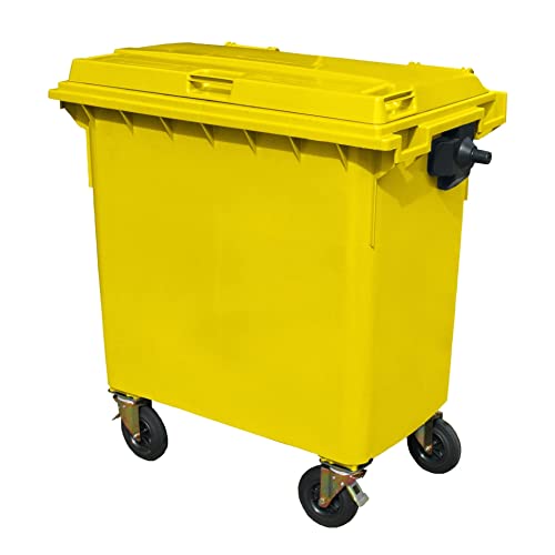 Yellow 770 ltr Wheelie Bin - Mid Size 4-Wheel Wheelie Bin - Tough & Durable - For All Your Outdoor Rubbish & Recycling - EN840 Certified & Tested