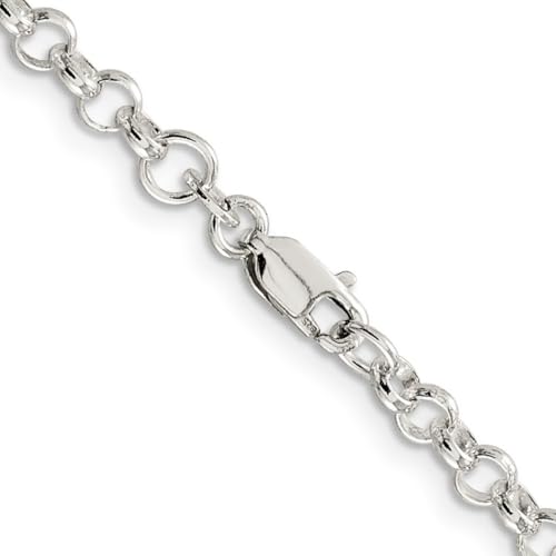 JewelryWeb 925 Sterling Silver Solid Polished 4.0mm Rolo Chain Necklace Lobster Claw Chain-Necklace for Women and Men4