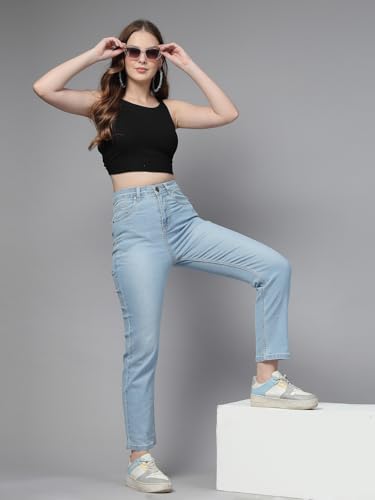 Image of Style Quotient Women Tinted Blue HIGH Rise Straight FIT Jeans