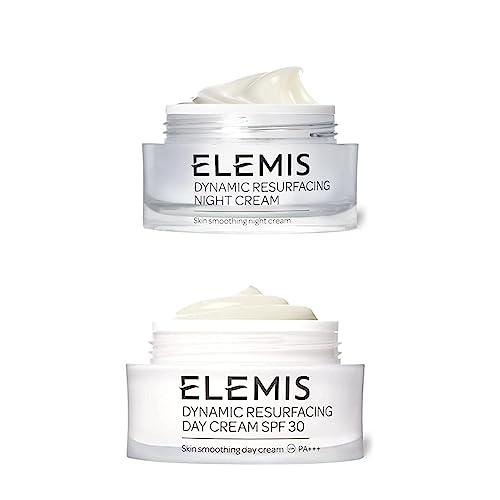 ELEMIS Dynamic Resurfacing Night Cream, Crema De Noche Alisante, 50 ml + Dinámico A La Superficie Day Cream Spf30 – Skin Smoothing Crema De Día ml, Frambuesa, 50 Mililitro