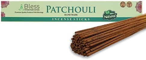Bless-Patchouli-Incense-Sticks 100%-Natural-Handmade-Hand-Dipped Organic-Chemicals-Free for-Purification-Relaxation-Positivity-Yoga-Meditation The-Best-Woods-Scent (25 Sticks (40GM))