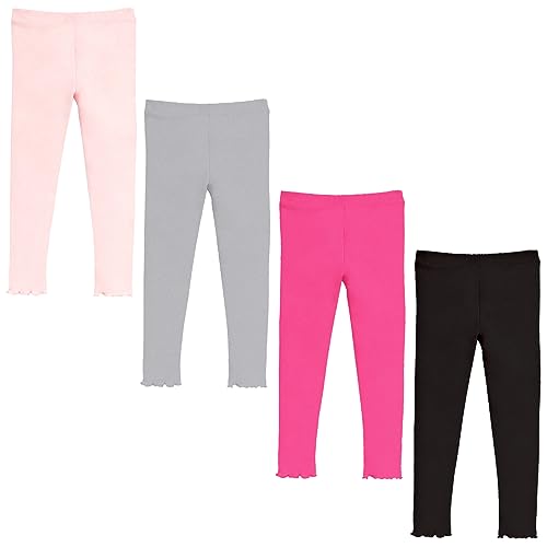 Baby Girls' Leggings 4-Pack Full Length Cotton Basic Leggings for Babies, Girls and Toddlers' Leggings