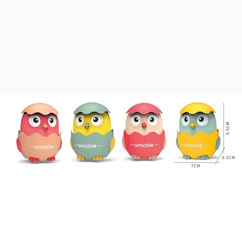 Image of Crackles Press & Go Chick Toy for Babies & Toddlers - Cute Cartoon Push and Go Animal Car - Battery-Free Mini Toy for Early Play - Multicolor - Pack of 2