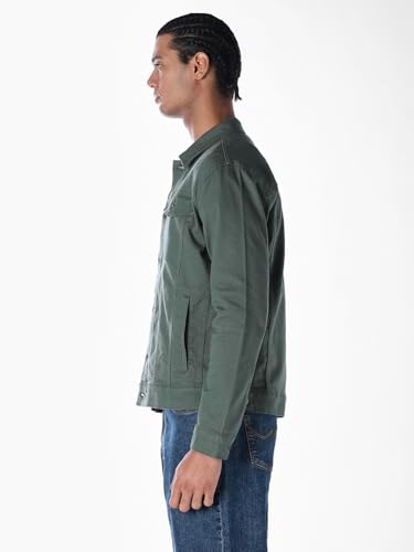 Image of JACK & JONES Men's Spread Collar Cotton Standard Length Washed Denim Jacket