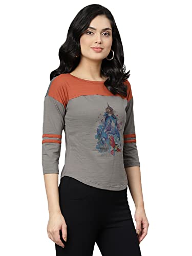 Image of OM SAI LATEST CREATION Women's New 3D Printed Lycra 3 /4 Sleeve Regular Fit Office wear,Casual wear Western Top