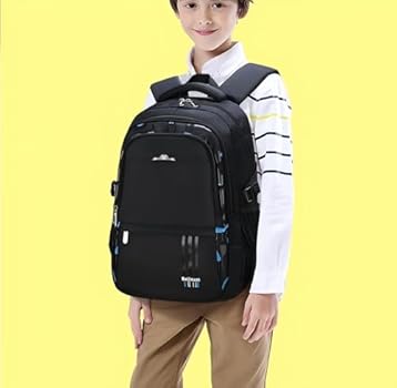Lengender Schooljongen schooltas kinderen jongens rugzak casual 2-6 jaar kant koelkast type student rugzak, Zwart, 46*30*18cm