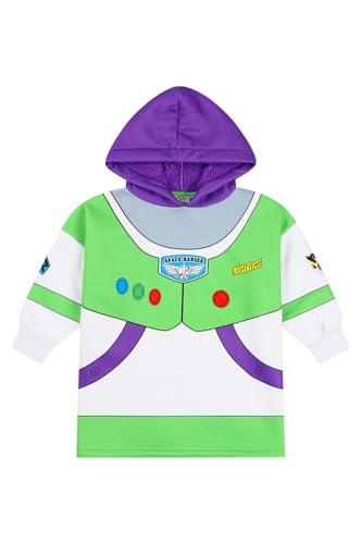 Disney Toy Story Buzz Lightyear - Sudadera con capucha de forro polar de lujo para niños, diseño de personajes infantiles, Multicolor, 4-5 años