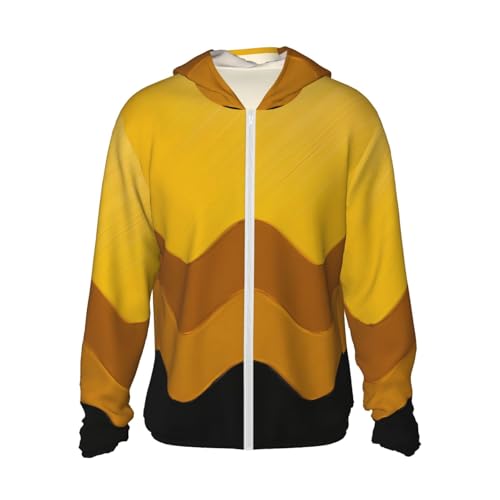 UPF 50+ Sun Protection Hoodie Long Sleeve Mustard Yellow and Black Sun Shirt Rash Guard Fishing Shirts for Men