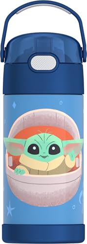Image of THERMOS FUNTAINER Water Bottle with Straw, 12oz, Mandalorian The Child