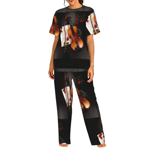 Pyjama violon femme vêtement de nuit confortable pour intérieur et loisirs casaniers