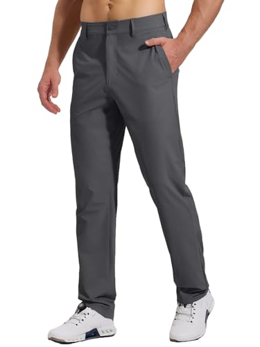 Gaiatiger Golf Trousers for Men Lightweight Chinos Pants Stretch Quick Dry Breathable Casual Pants Golfing with PocketsC3049 Dark Gray 36