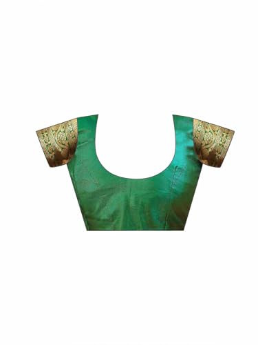 Image of Satrani Women's Silk Banarasi Weaving Saree with Unstitched Blouse Piece