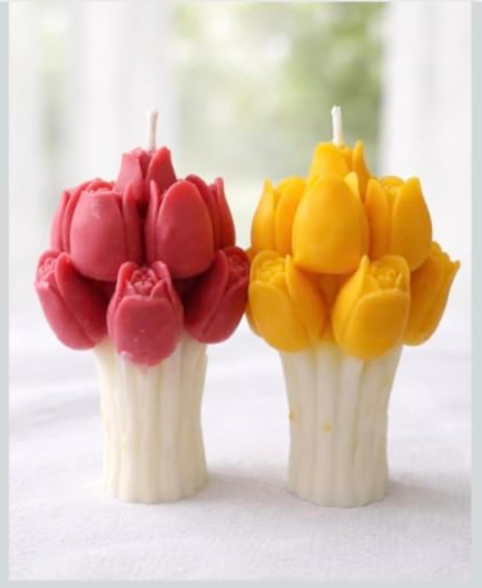 Candle Glow-Handmade Yellow Tulip Bouquet Candle