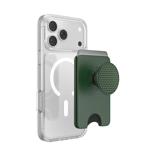 Image of PopSockets Kick-Out Wallet for MagSafe, Adjustable Kickstand, Magnetic Stand, Green - Knurl Forest