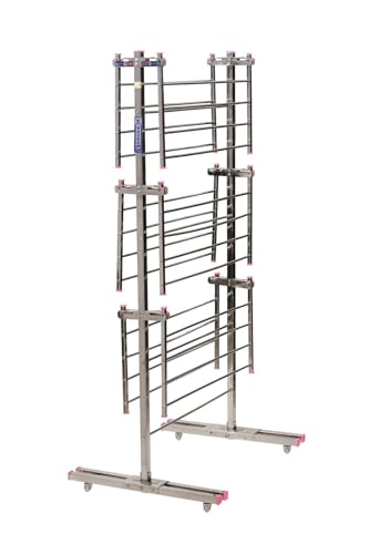Image of Jumbo 24 Rods Cloth Drying Stand, 64 Feet Drying Area - Stainless Steel Foldable Compact Design - Easy Movement - Sturdy