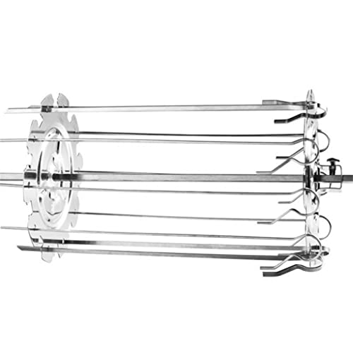 HONTIN Cage en Acier Inoxydable Rotisserie Brochette Fourchettes Spit Chicken Grill Rôtissoire Four DIY Camping Outil De Cuisine (Color : As Show, Size : 20cm)