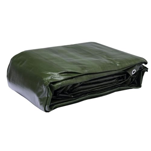 WerkaPro 10669 - Bâche industrielle - Ultra Lourde - 5x8 m - 240g/m2 - Réversible - Noire et Verte