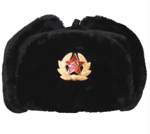 MFH Russische Fellmütze Uschanka Tschapka schwarz (L)