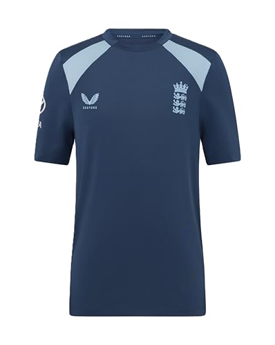 Image of Castore England Cricket Unisex Kids Performance Short Sleeve Tee, Navy Ensign, 10-11Y