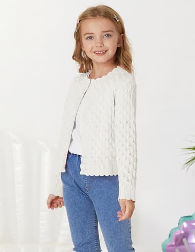 GRACE KARIN Girls Cropped Cardigan Sweaters Long Sleeve Cable Knit Button Front Sweater 5-12Y4