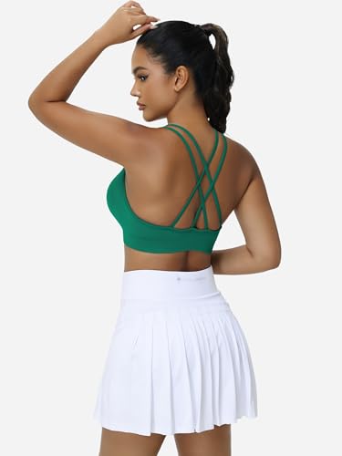Image of VEQKING Strappy Cross Back Women Sports Bra Pack for Medium Support Workout | Removable Padded Cups, Spaghetti Strap, Comfort Seamless Wirefree, Soft Breathable Fabric, for Gym /Yoga /Pilates /Walking /Daily