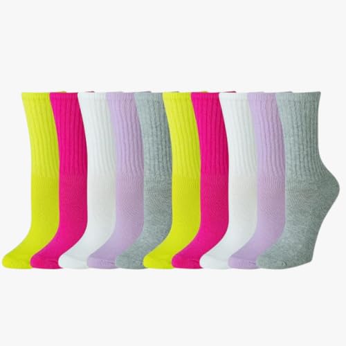 Image of Amazon Essentials Women's Cotton Cushioned Crew Socks, 10 Pairs