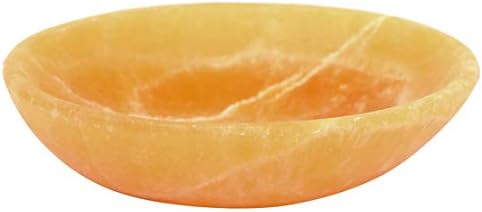 Lovely Orange Calcite Oval Dish, 4" Long, 5.75" Wide, 1.5" Tall (1.8lbs) - Carved from Real North American Orange Calcite - The Artisan Mined Series by hBAR