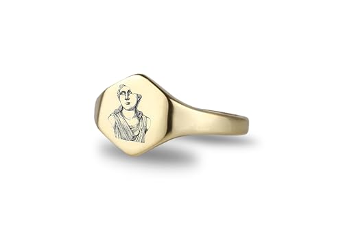 Bague grecque en or 14k et sa forme hexagone unique un bijou de prestige ajustable