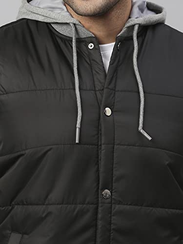 Image of Dennis Lingo Color Block Polyester Regular Fit Full Sleeves Men's Hooded Puffer Jacket with 2 Pockets - Lightweight Casual Winterwear for Men