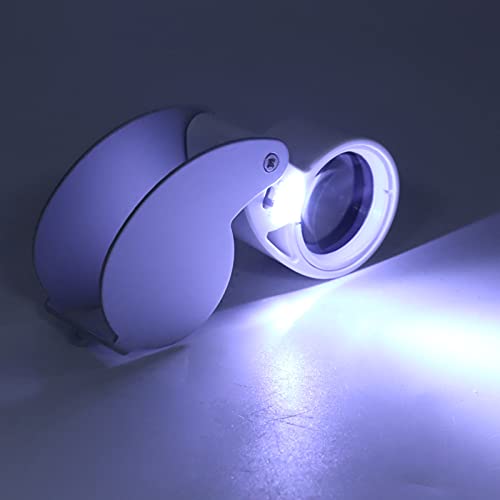 Lupa de Joias Lupa de Joias Abs, Lupa de Joias de Alumínio Lupa de Joias Iluminada Portátil 40X Lupa