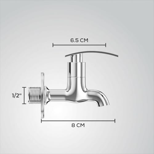 Image of GLOXY Premium Brass Bib Cocke Short Body with Chrome Finish - Short Body Wash Basin Tap Sky Lever with Wall Flange - Bib Cock Tap for Kitchen Sink, Bathrooms, Gardens - 10 Years Warranty