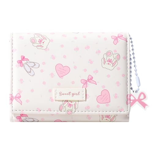 Sunwel Fashion Small Cute Wallets with Ballets Floral Bow Charm Card Holder ID Window for Women Girls
