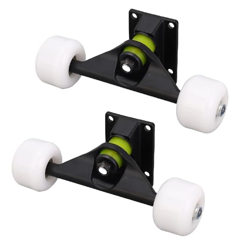 2PCS Skateboard Trucks Set, Skateboard Wheels Bearings Hardware Tool Combo Starter Set, 4 Wheels Aluminum Alloy 5 Inch Shock Absorption Longboard Truck for Replacement (Black)