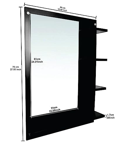 Image of Dime Store Wall Mirror with Shelf for Living Room Bedroom Dressing Mirror for Wall Decor (Brown) (Black)