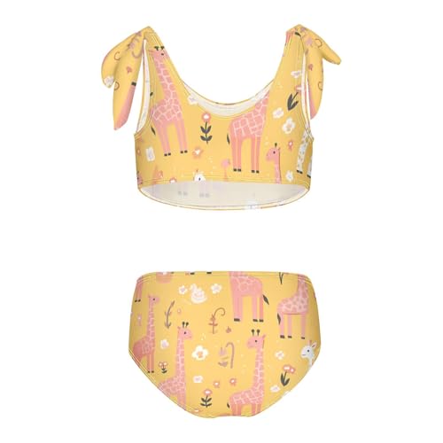 KLL Giraffe Animal Cute Cartoon Yellow Girls 2 Piece Bikini Sets Quick-Dry Beach Swimsuit Bathing Suit2