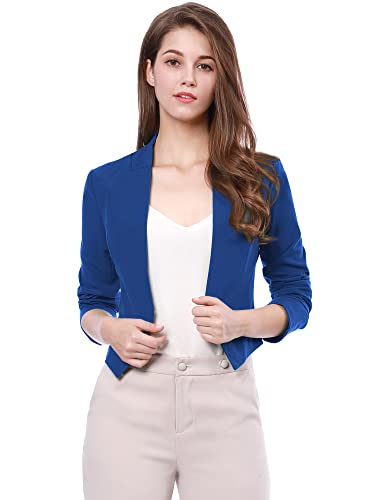 Allegra K Women's Cropped Blazer – Collarless, work-friendly